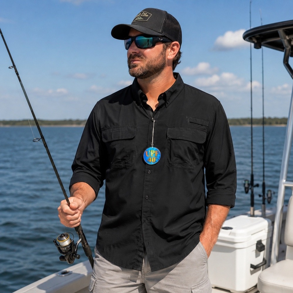 Burnside Mens Long Sleeve Fishing Shirt Black UPF 40 Ripstop XL BM8273